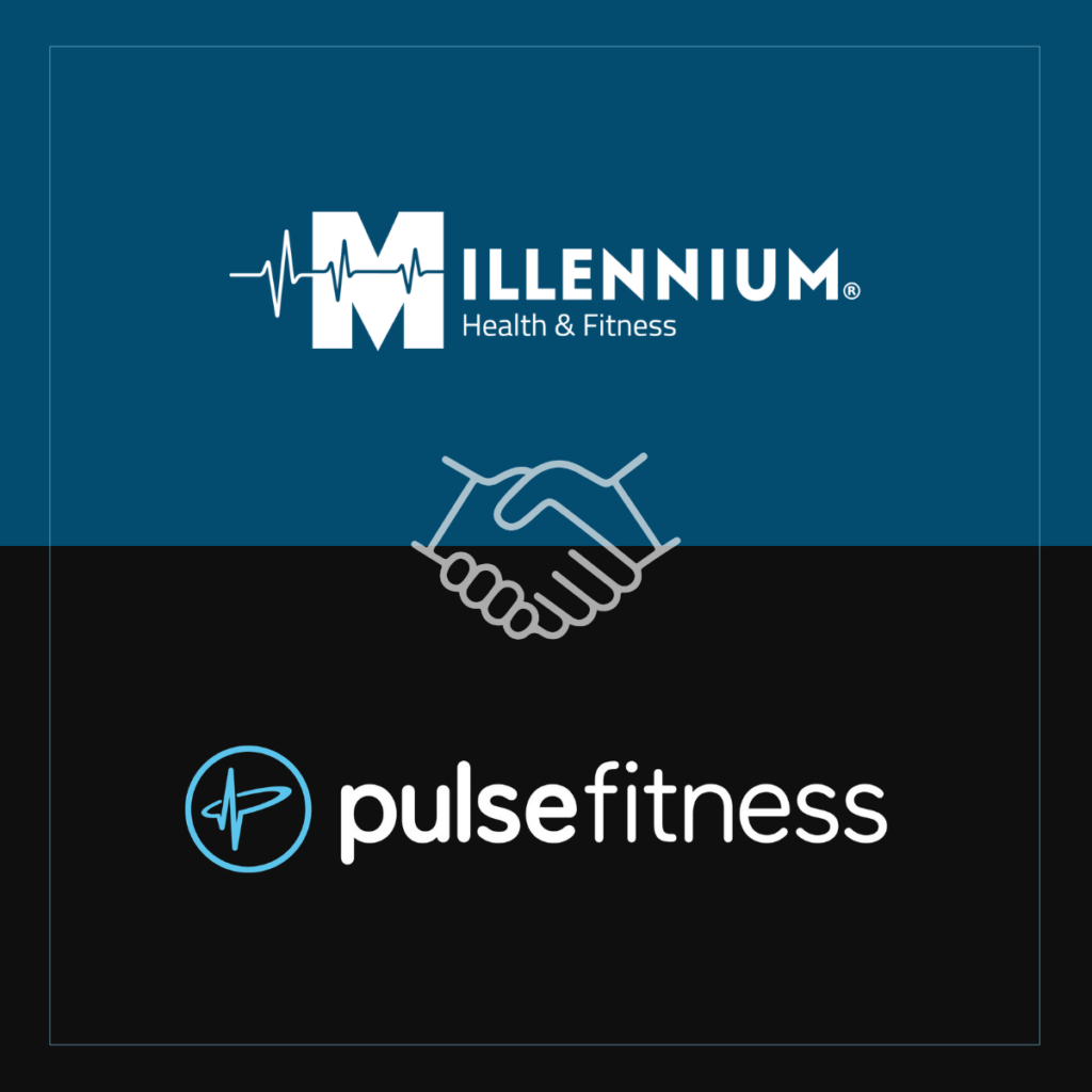 MHF Logo shaking hands with Pulse Fitness logo