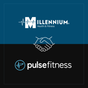 MHF Logo shaking hands with Pulse Fitness logo